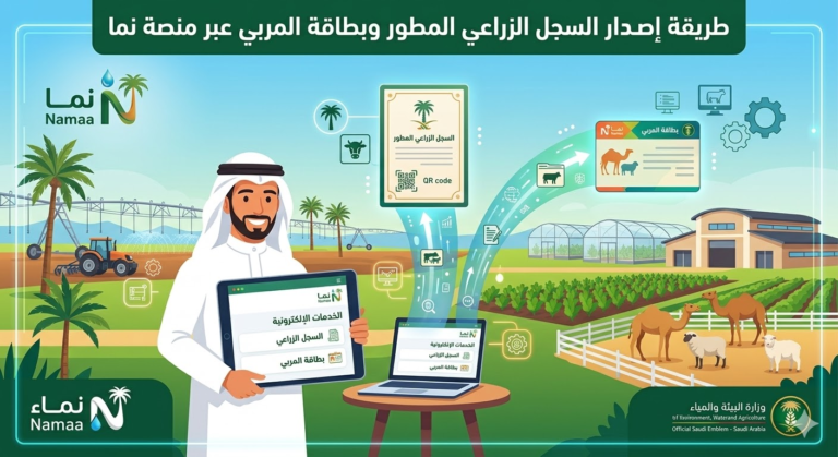 طريقة إصدار السجل الزراعي المطور وبطاقة المربي عبر منصة نما