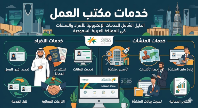 تعرف على كيفية إنجاز خدمات مكتب العمل لتخليص معاملات منشأتك